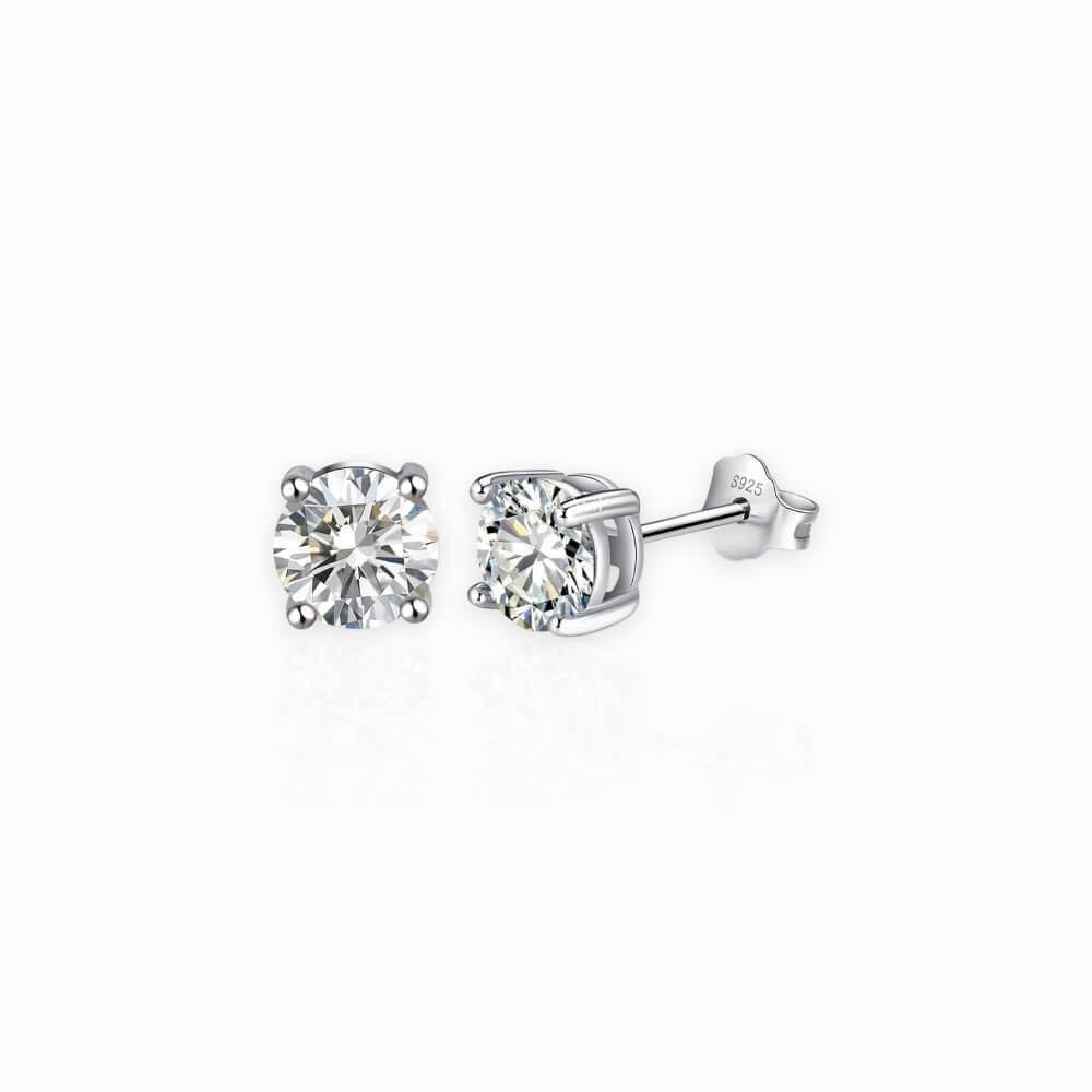 Cercei argint ”Be classy”, argint 925, placați cu rodiu și decorați cu zirconiu, rotunzi, 6 mm