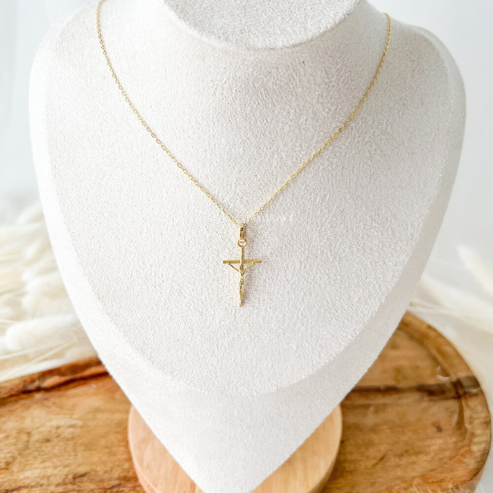 Colier argint 925, auriu, placat cu aur, pandantiv cruciuliță, MYGRACE
