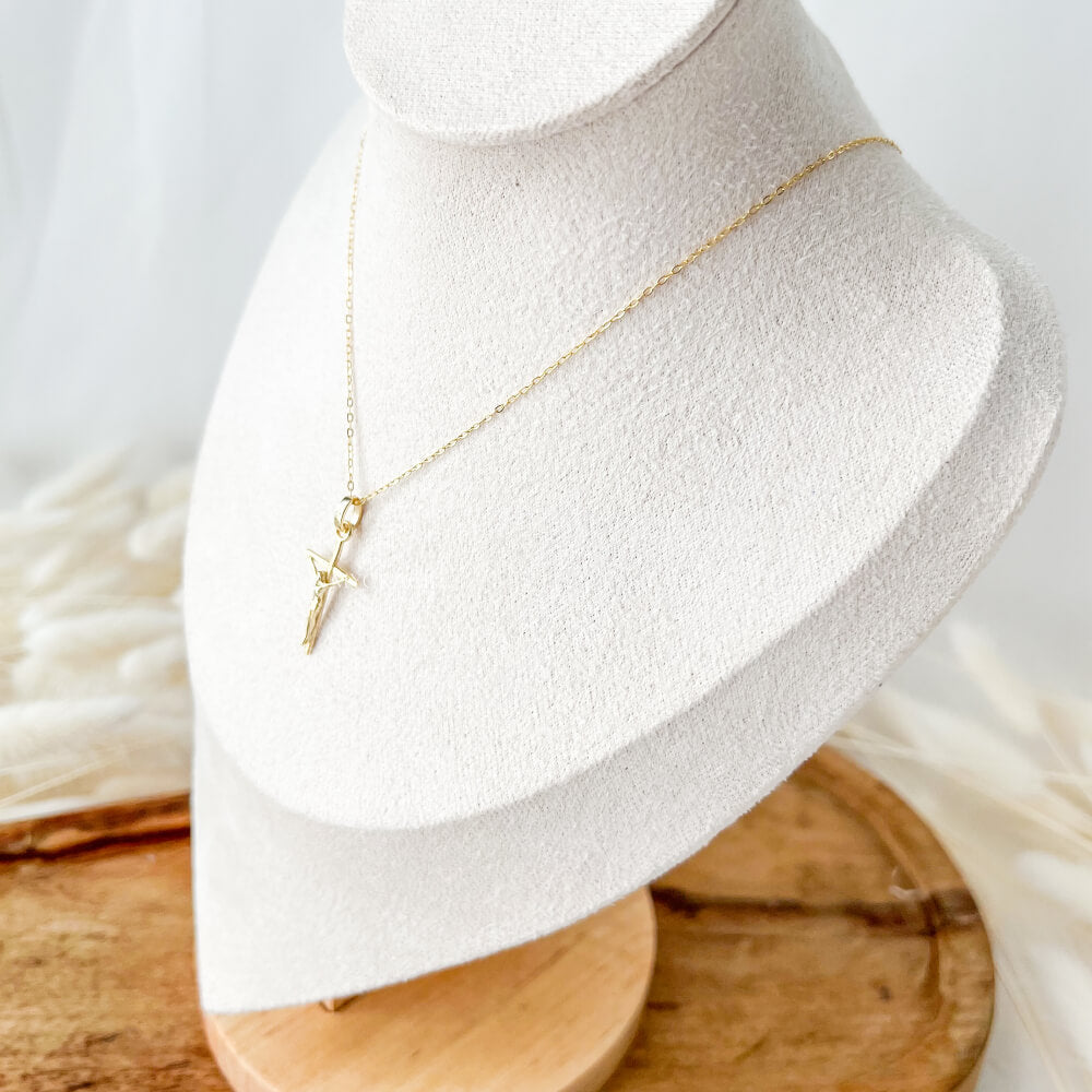 Colier argint 925, auriu, placat cu aur, pandantiv cruciuliță, MYGRACE