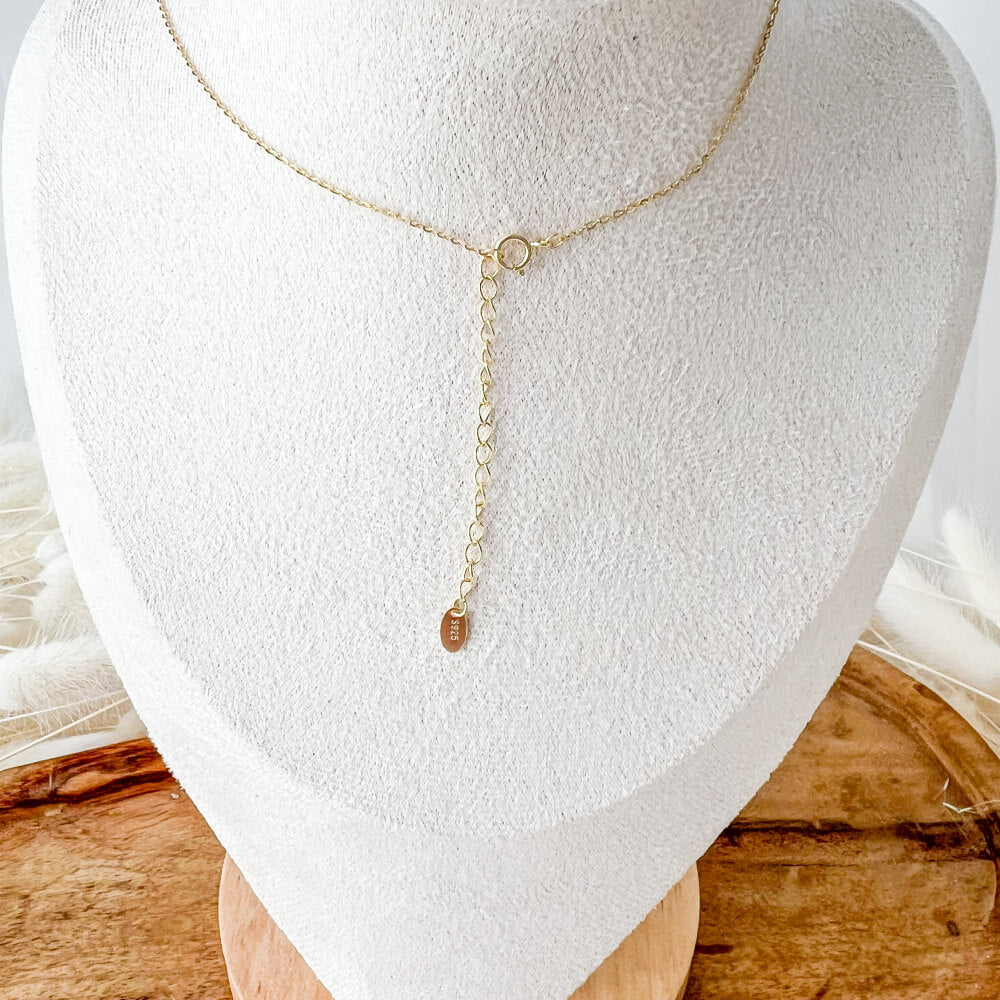 925 Sterling Silver Necklace, Gold Plated, Square Zirconia Pendant, MYGRACE