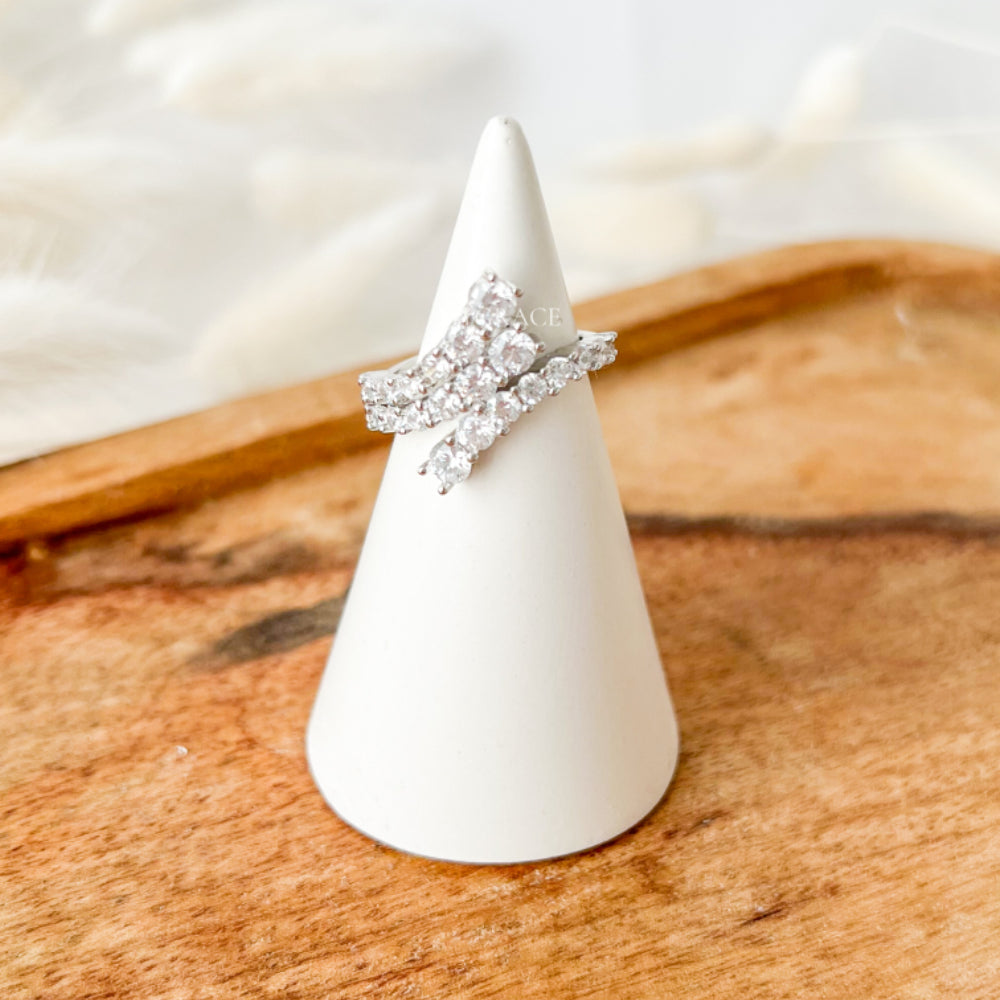 Silver Ring “Be Exquisite”, 925 Sterling Silver, Decorated with Zirconia, Adjustable, MYGRACE