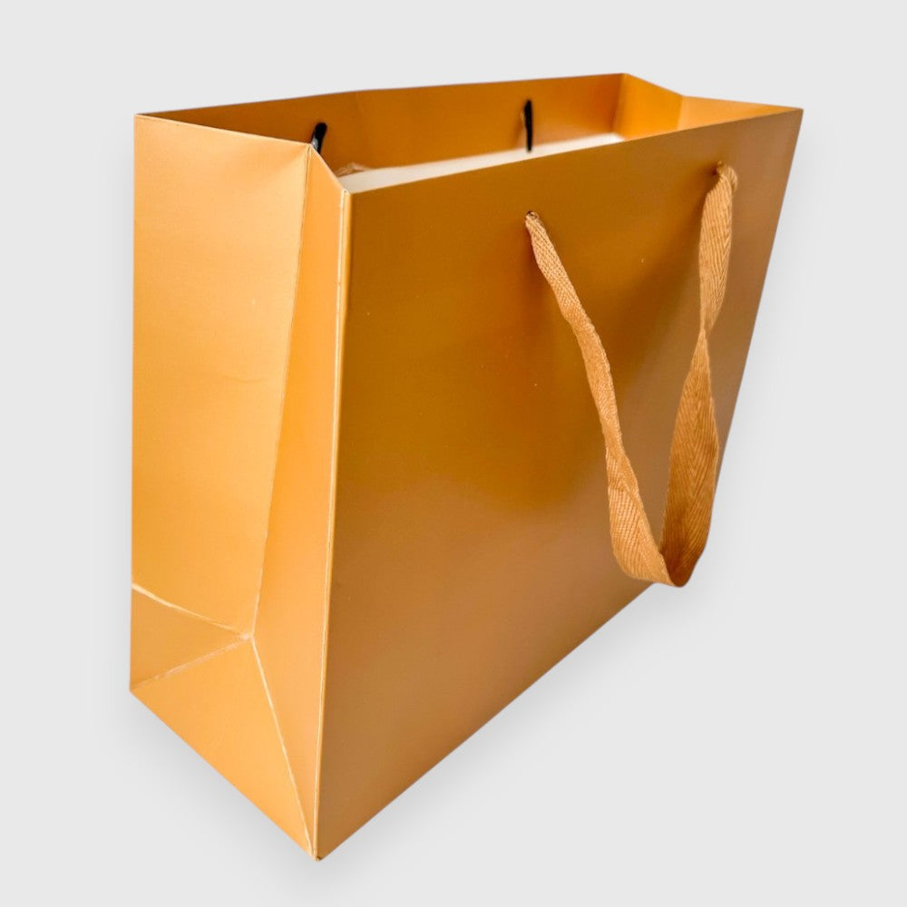 Pungă cadou, maro metalizat, 27x21x10, premium