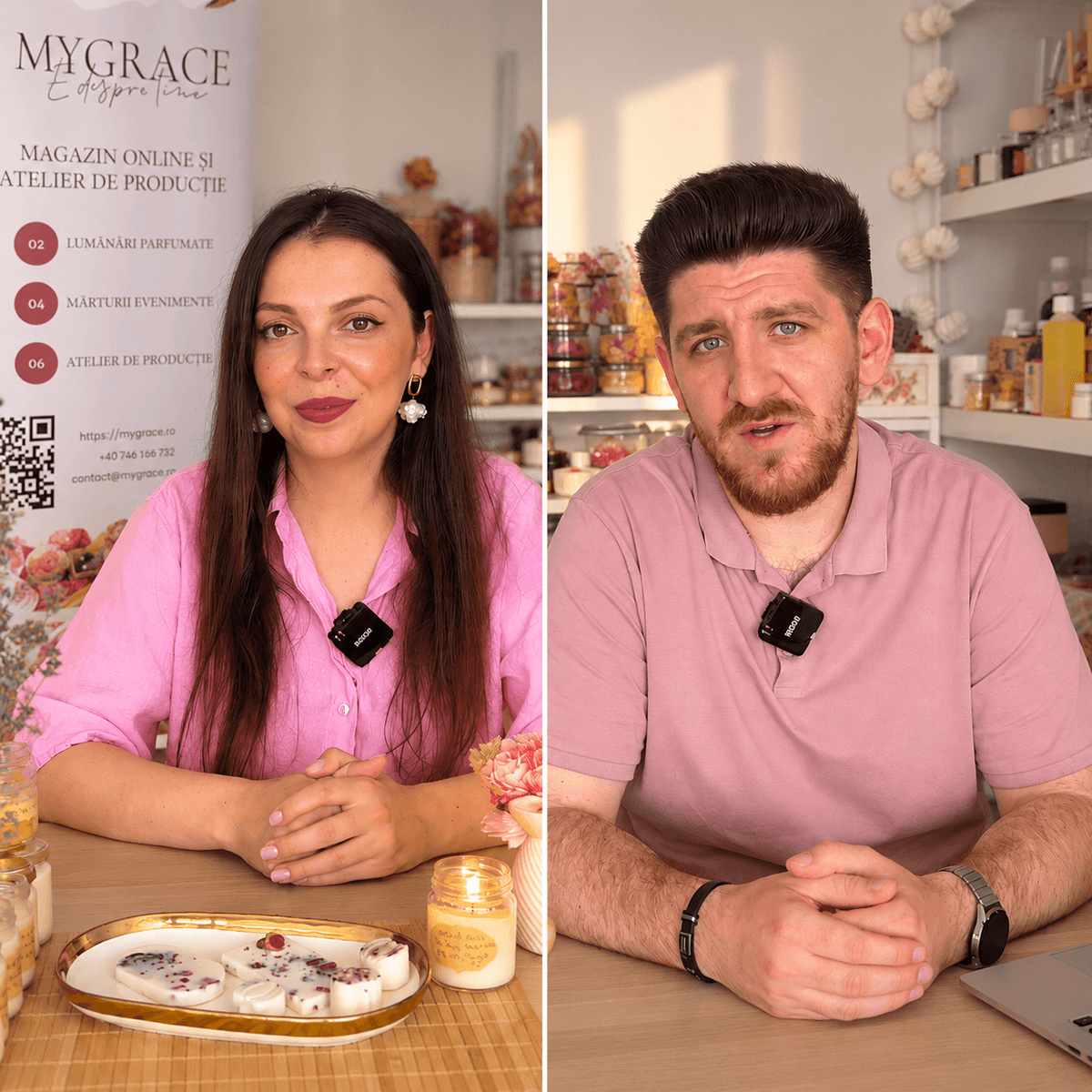 Consultanță online 1-la-1 pentru lumânări parfumate oferită de MYGRACE – Cristina și Claudiu