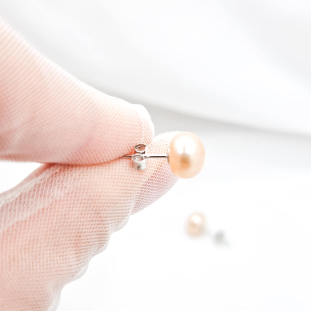 Silver Earrings “Be Pure”, Peach/Somon, 925 Sterling Silver, Natural Pearls 8-9 mm, MYGRACE
