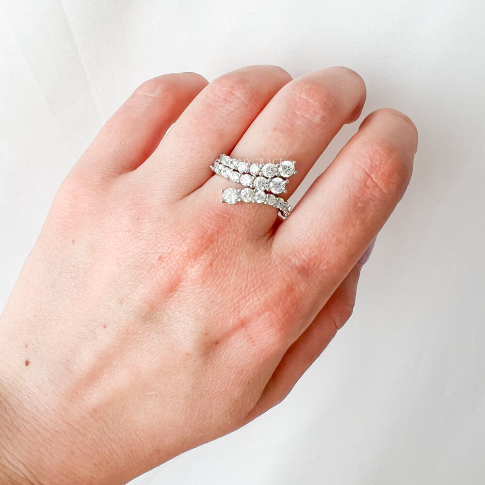 Silver Ring “Be Exquisite”, 925 Sterling Silver, Decorated with Zirconia, Adjustable, MYGRACE