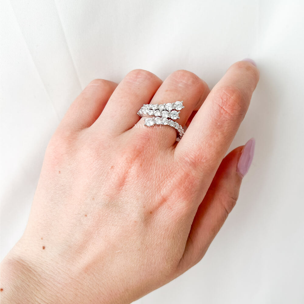Silver Ring “Be Exquisite”, 925 Sterling Silver, Decorated with Zirconia, Adjustable, MYGRACE