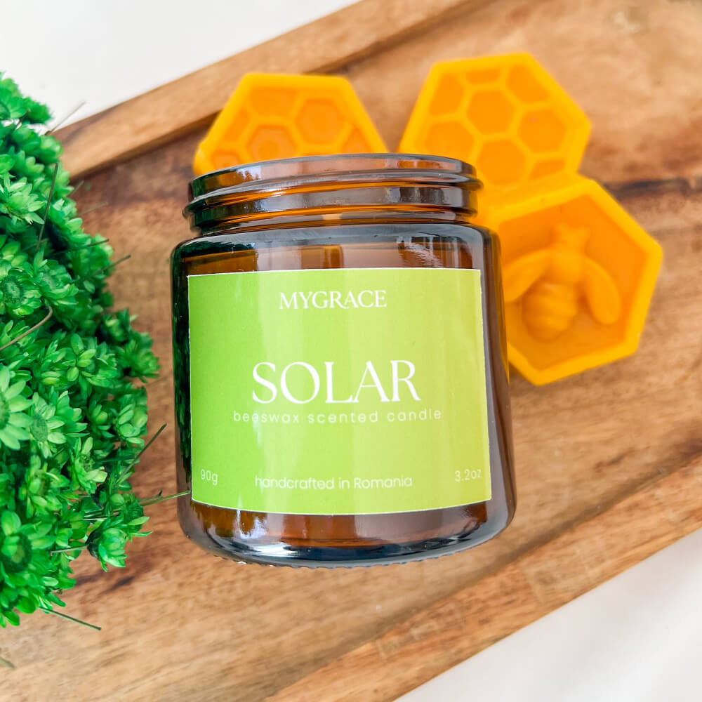 Lumânare din ceară de albine SOLAR cu parfum proaspăt de bergamotă