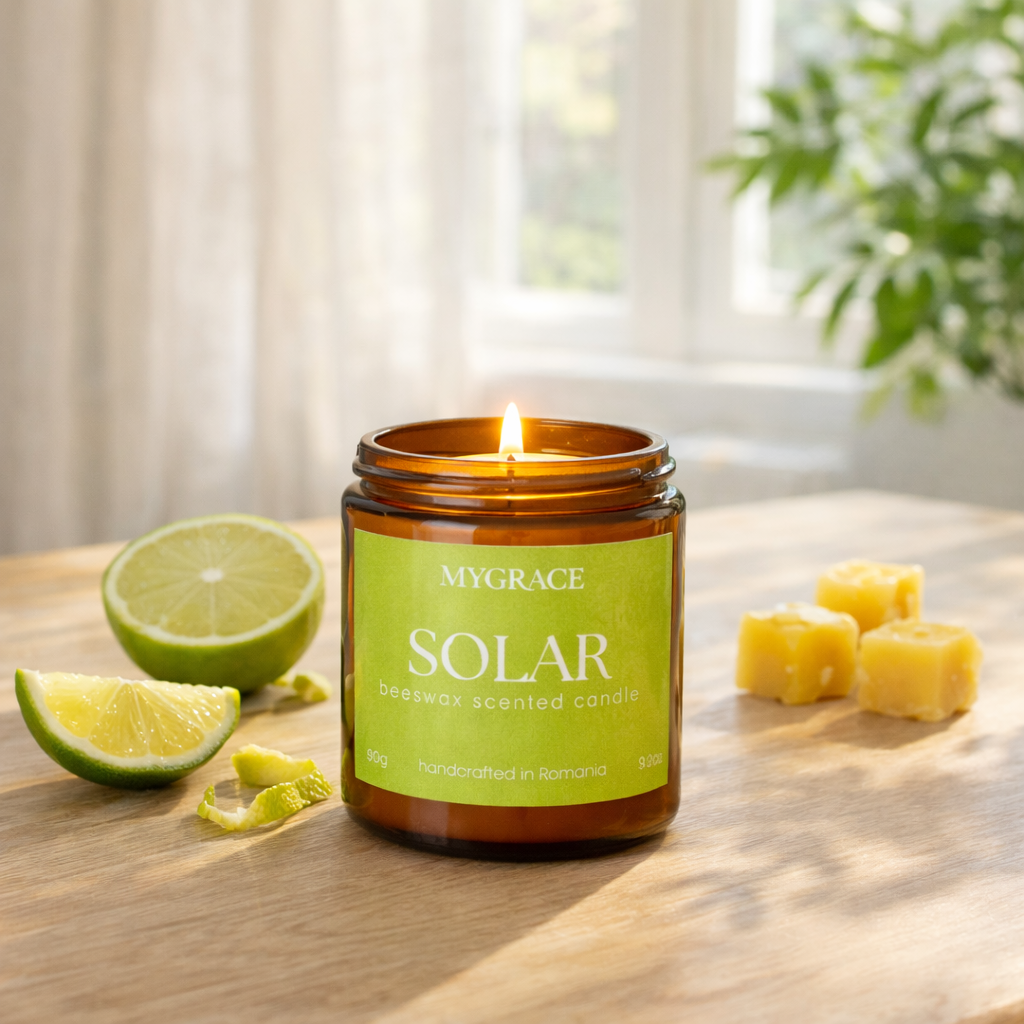 Lumânare din ceară de albine citric și luminos, bergamotă și lime