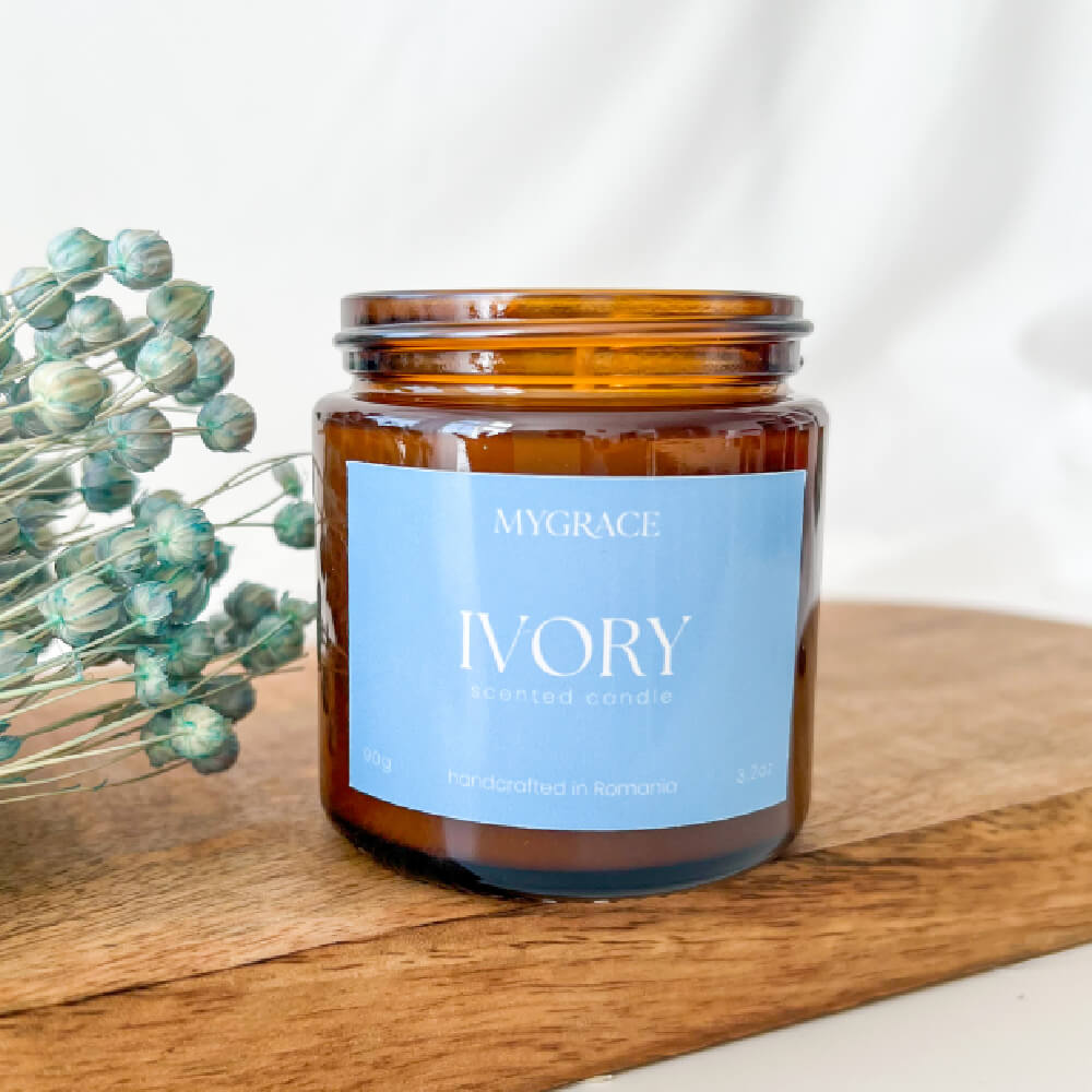 Lumânare IVORY cu parfum fresh de bumbac curat