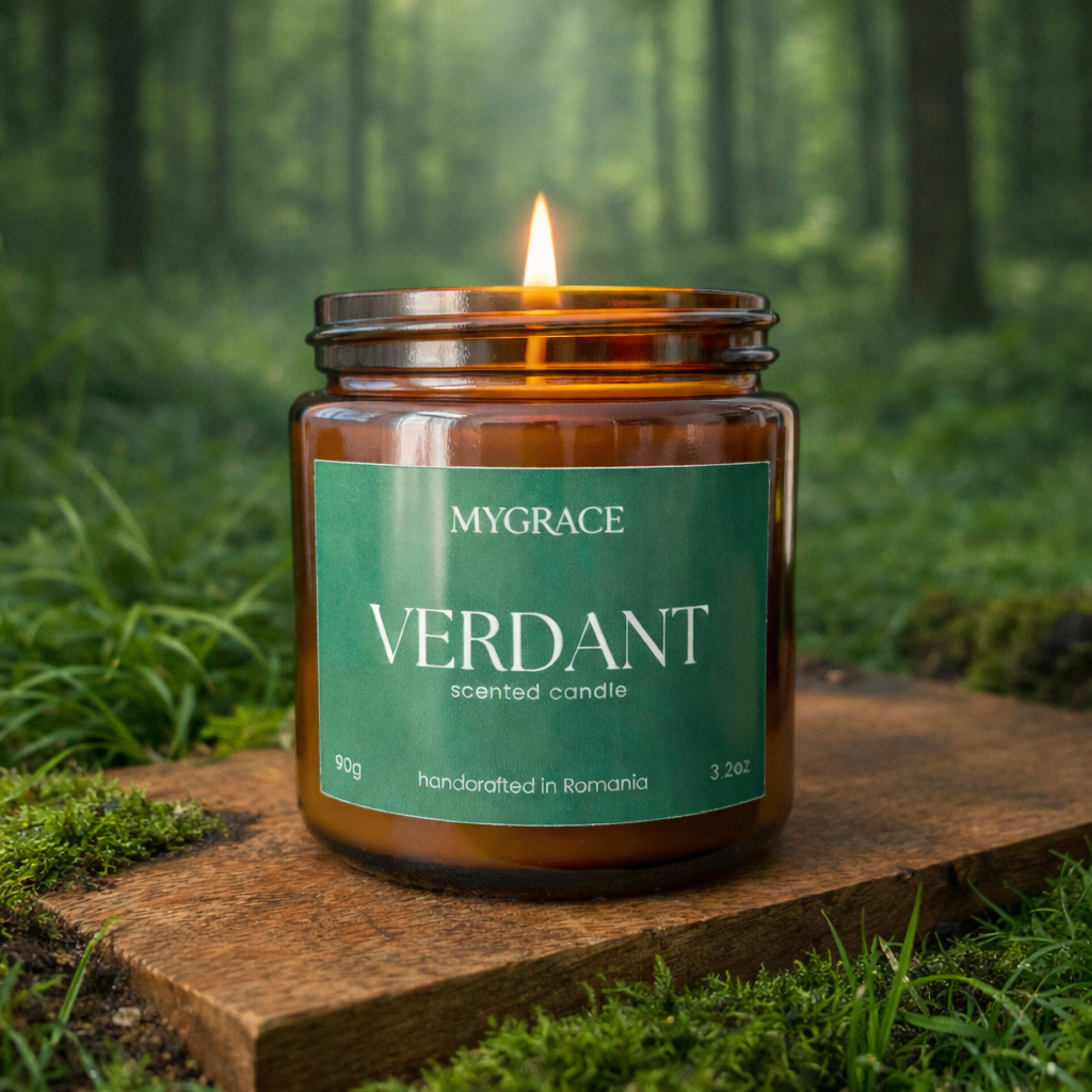 Lumânare parfumată VERDANT – verde și proaspăt, iarbă și accente pământii