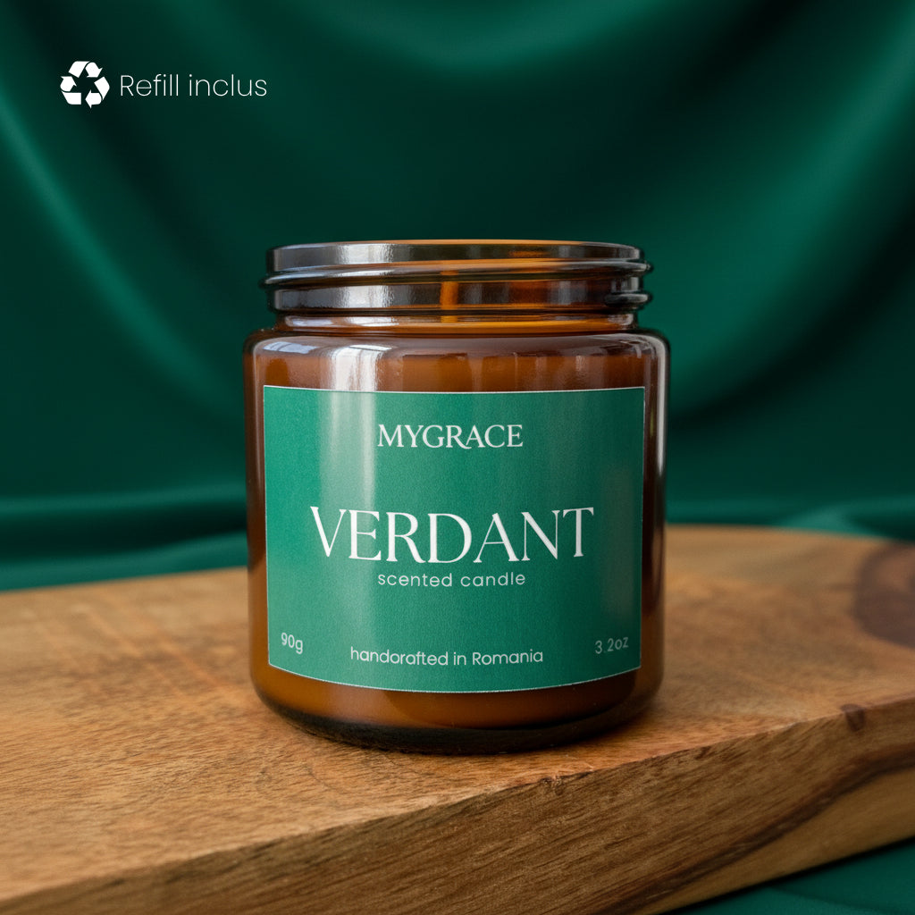 Lumânare parfumată VERDANT – verde și proaspăt, iarbă și accente pământii