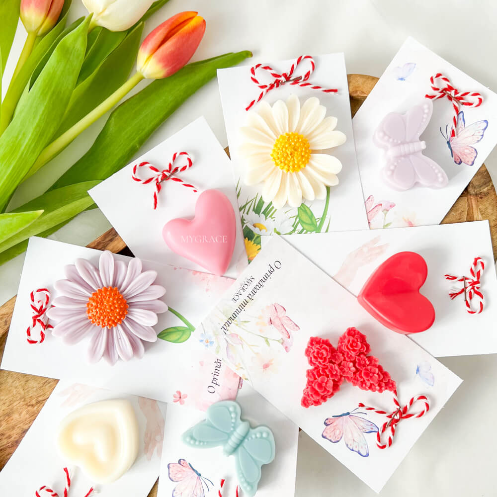 Mărțișor parfumat, ceară vegetală, model margaretă