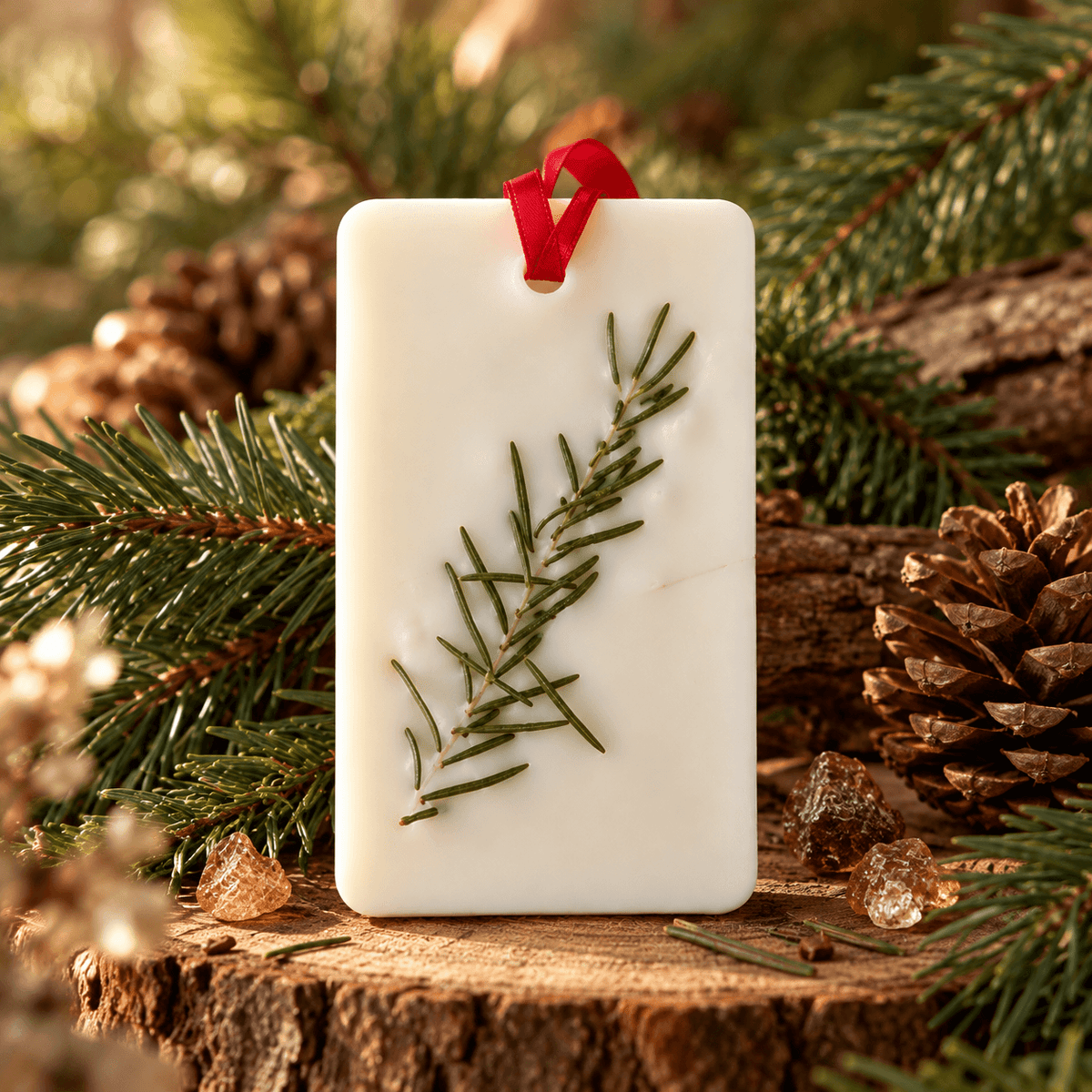 Odorizant parfumat pentru dulap cu parfum de brad, din ceară naturală.
