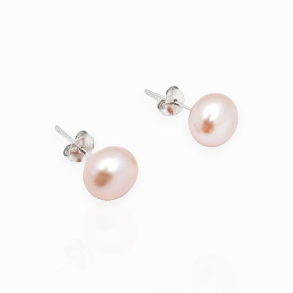 Cercei argint ”Be pure”, rose gold, argint 925 și perle naturale 8-9 mm, MYGRACE