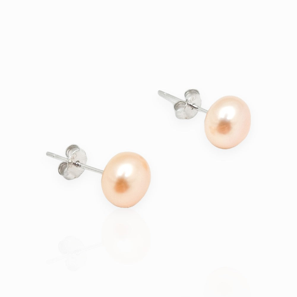Silver Earrings “Be Pure”, Peach/Somon, 925 Sterling Silver, Natural Pearls 8-9 mm, MYGRACE