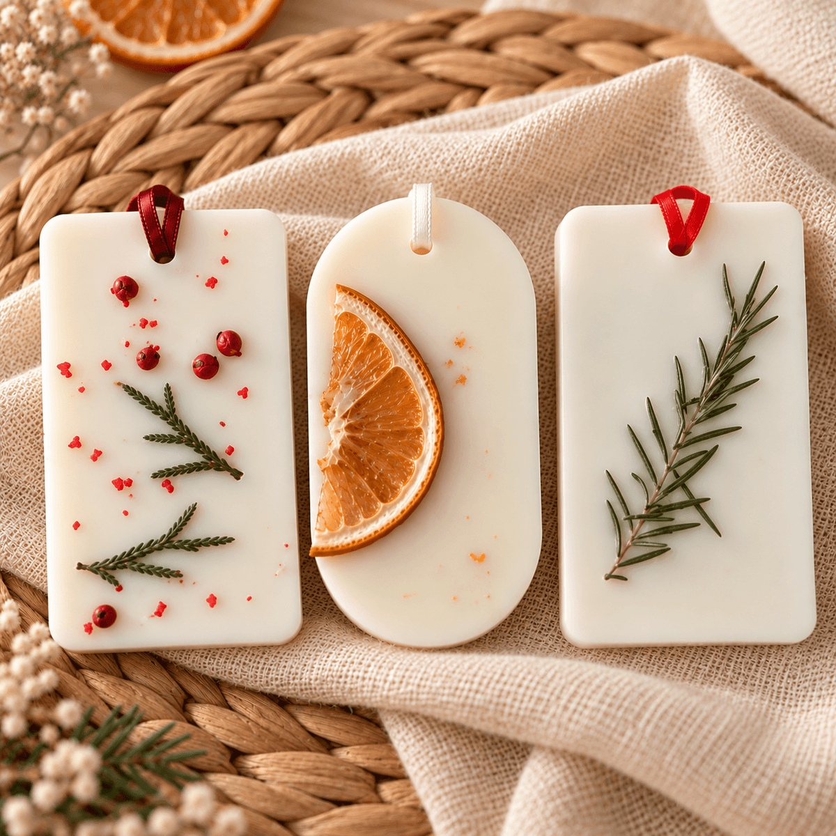 Set de 3 odorizante pentru dulapul cu haine din ceară naturală, arome de iarnă