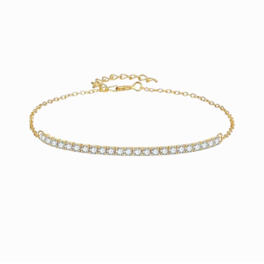 925 Sterling Silver Tennis Bracelet, Gold, Gold-Plated, Adorned with Zirconia, 2 mm – MYGRACE